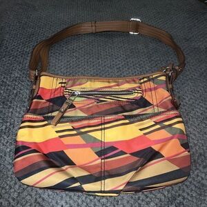 Tyler Rodan Yellow‎ Tan Red Crossbody Shoulder Bag Lots of Pockets Faux Leather